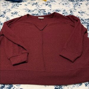 Andree Burgundy V-Neck Sweater